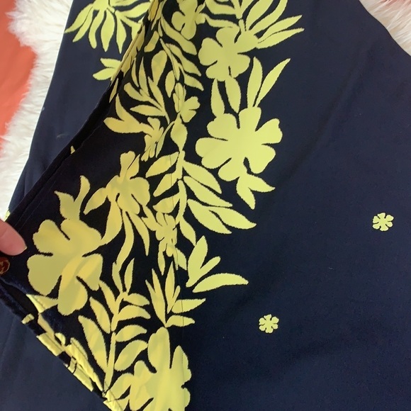 ASYMMETRICAL FLORAL NAVY&YELLOW SUMMER DRESS M - Picture 4 of 8